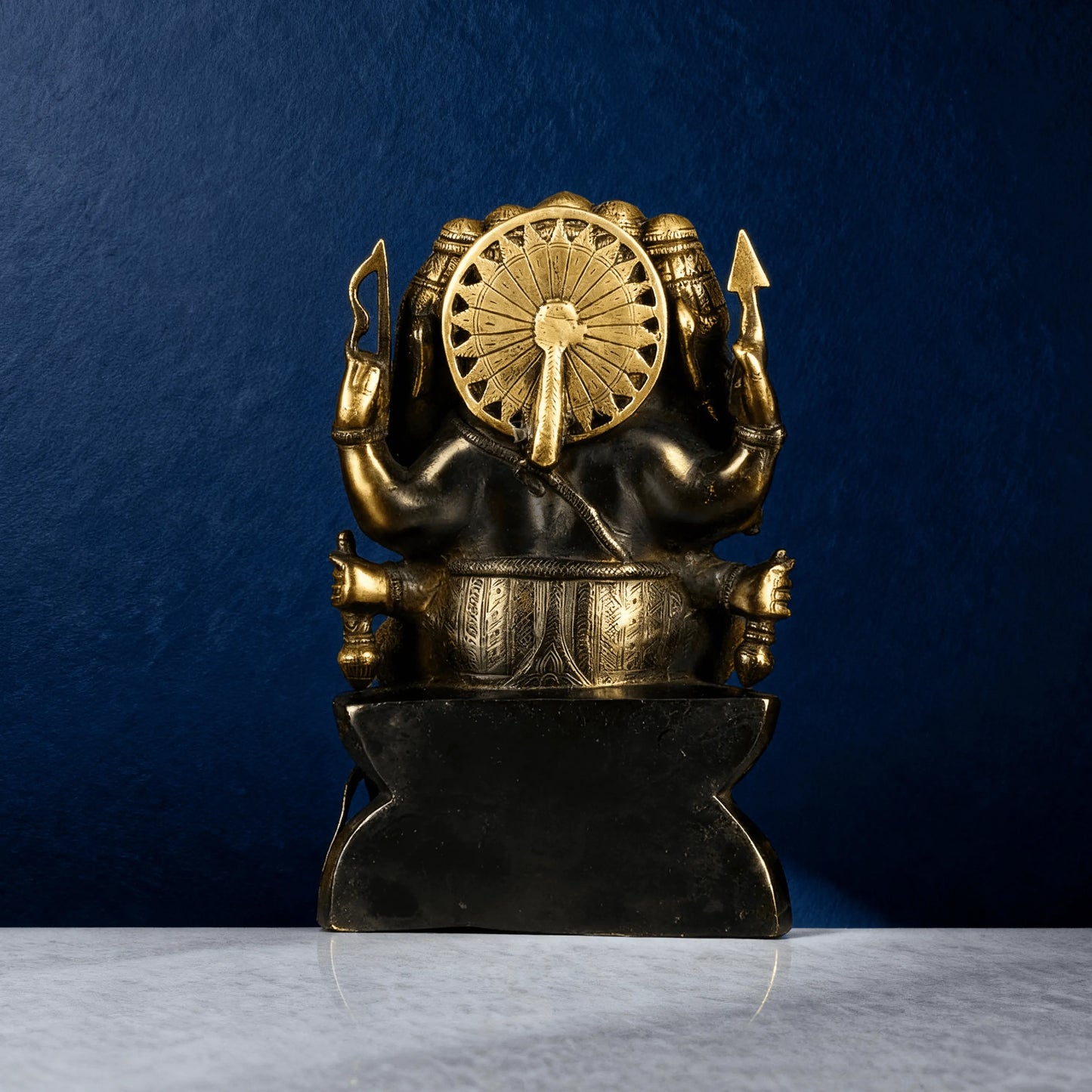 rear view black and gold ganesha murti handcrafted