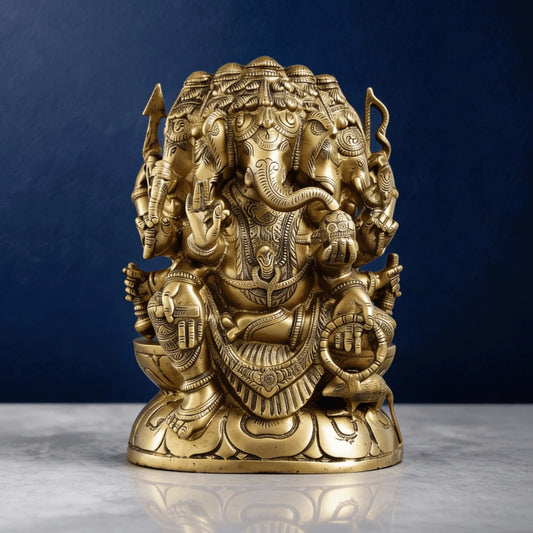 front view brass ganesha idol for home temple