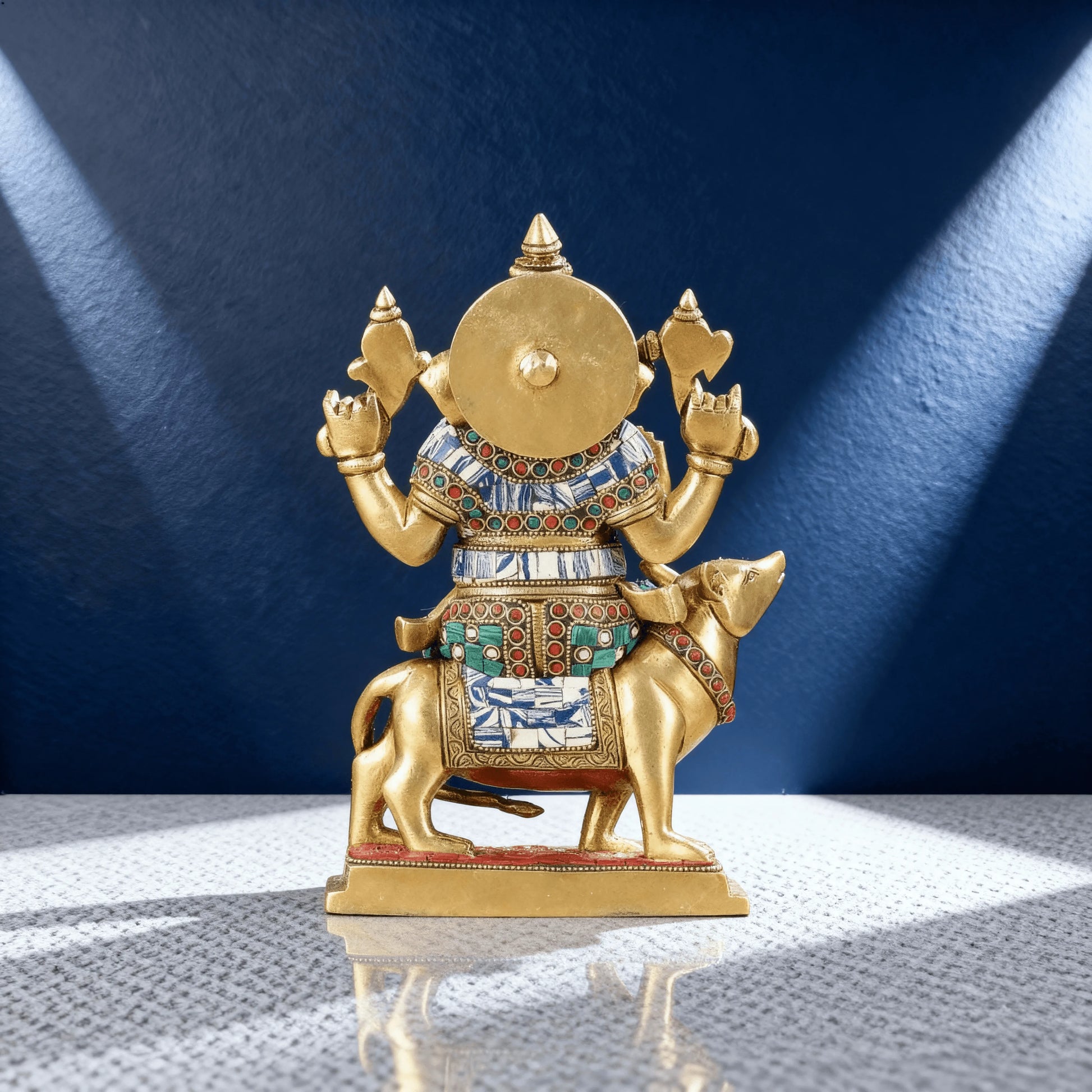 back view brass ganesha mouse vahana idol