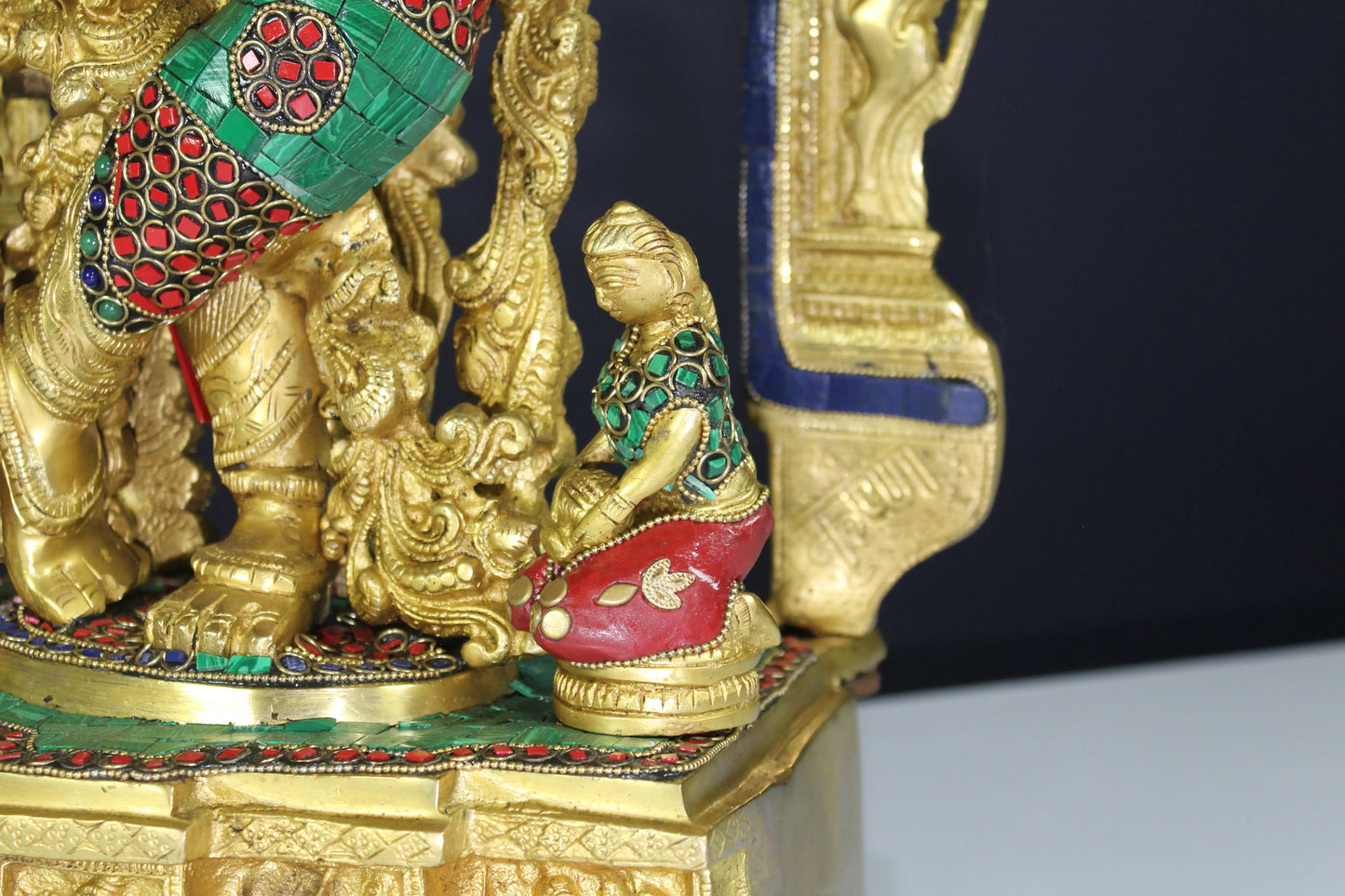 Handcrafted krishna statue with stone mork (minakari)