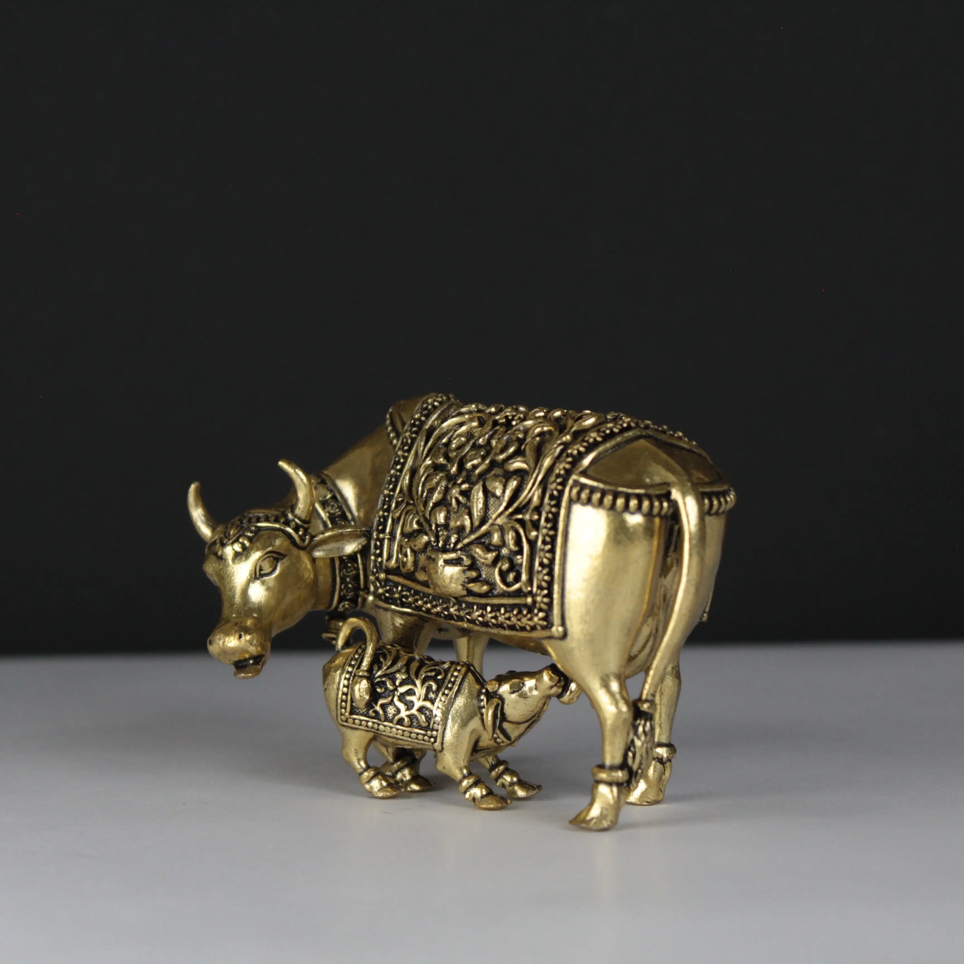 Decorative brass Kamdhenu Cow with Calf