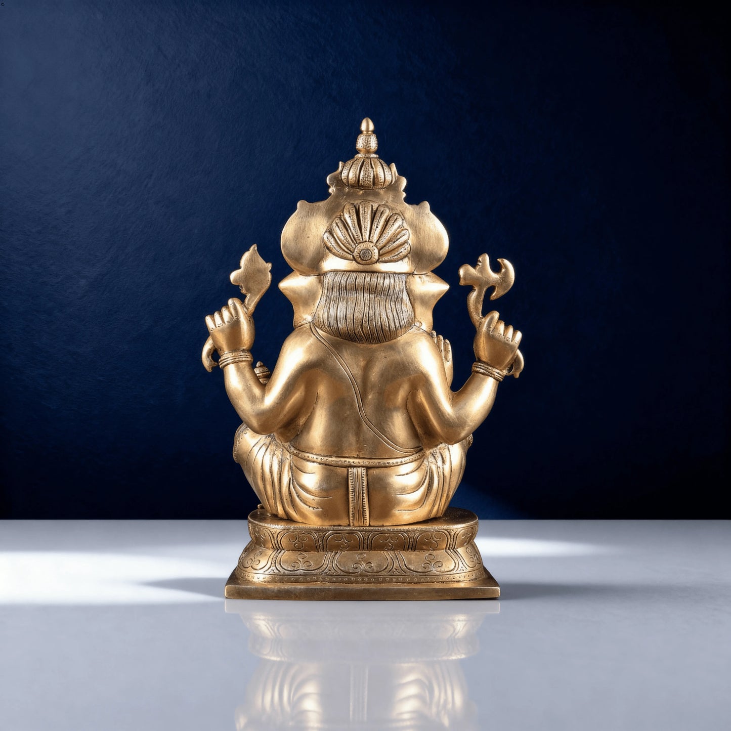 brass ganesha statue back view handcrafted idol