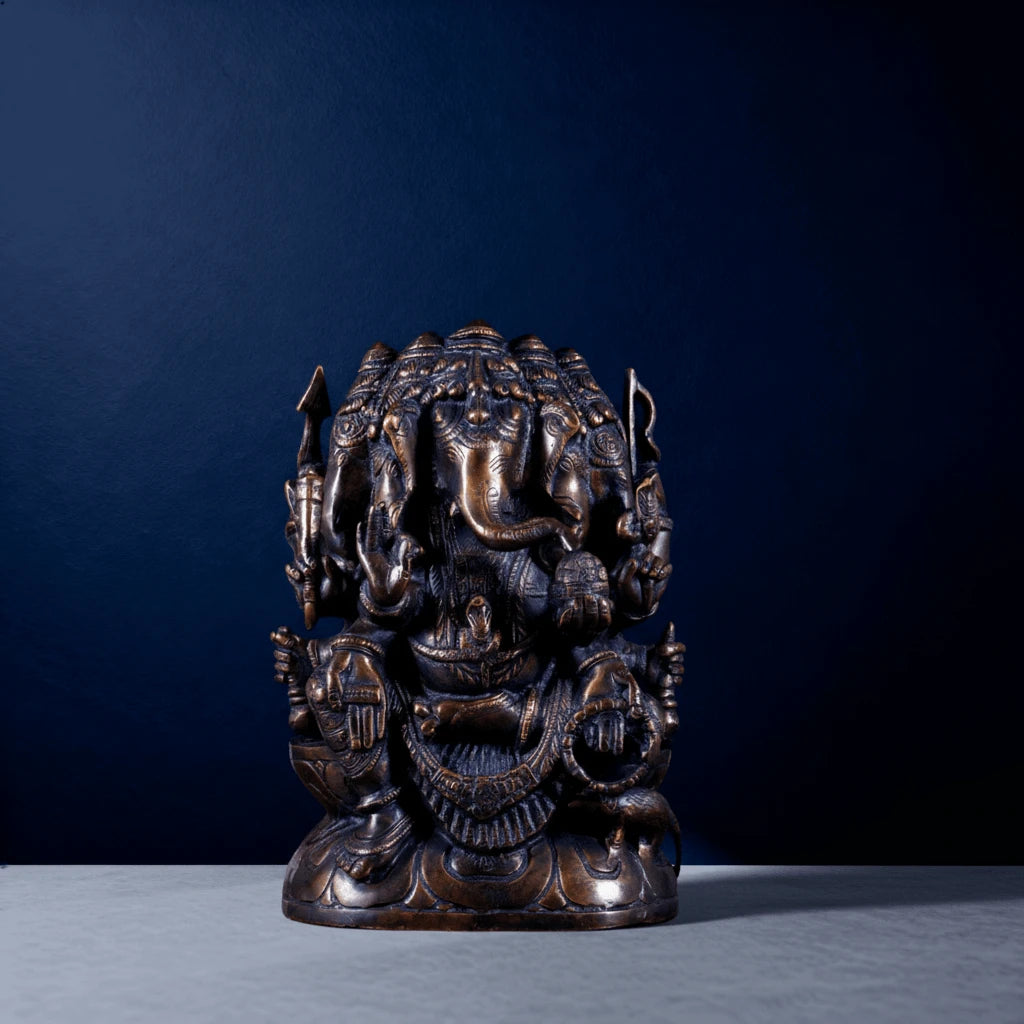 Pure Brass Panchmukhi Ganesha Statue – 11 Inch